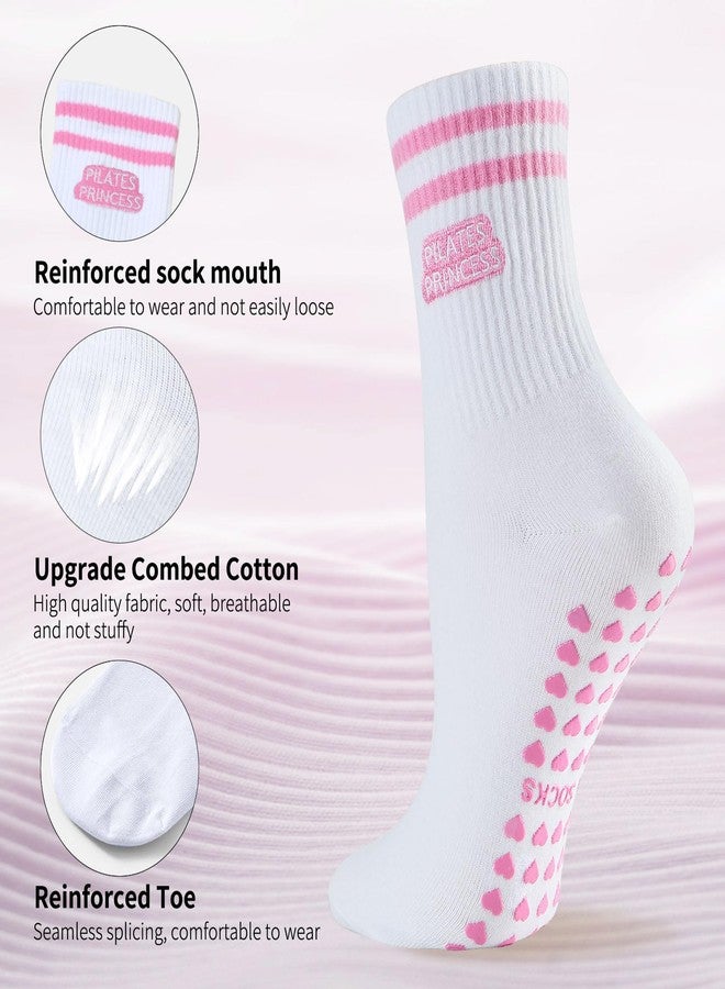 Knagsfa Pilates Socks for Women, Non Slip Grips Yoga Socks Cute Bowknot Embroidery for Ballet Barefoot Workout - Image 2